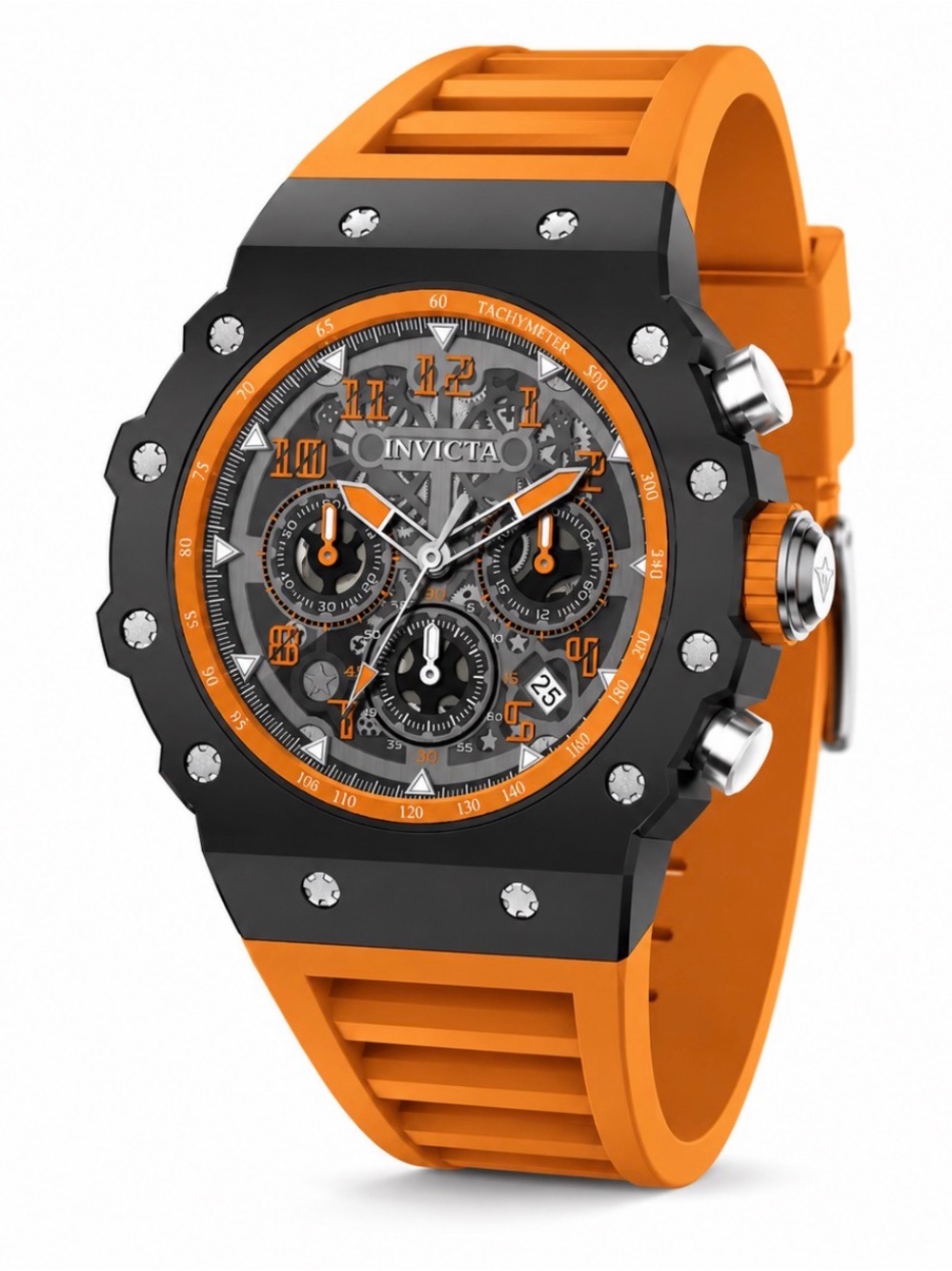 NWT Invicta Men's Racing Vaulthan Skeleton Watch 44mm Orange Black (69663)